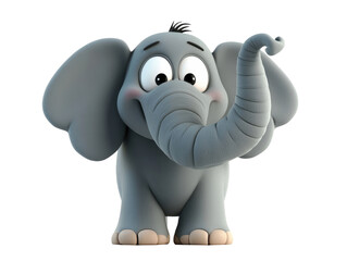 An animated and colorful cartoon elephant with large expressive eyes and a curvy trunk, creating a playful and whimsical atmosphere for children and fun visual content.