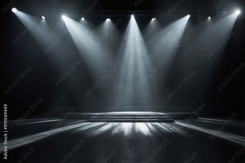 Sticker dramatic empty stage with spotlights