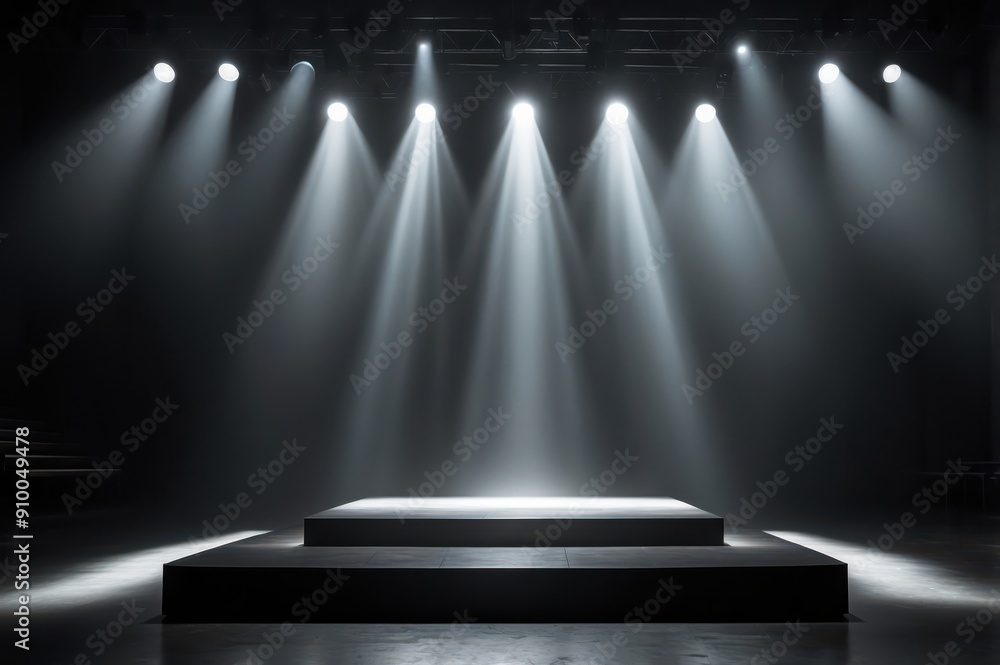 Wall mural dramatic empty stage with spotlights
