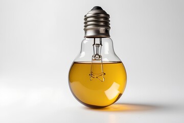 lightbulb filled with golden liquid, combining elements of technology and nature in a unique and contemporary design
