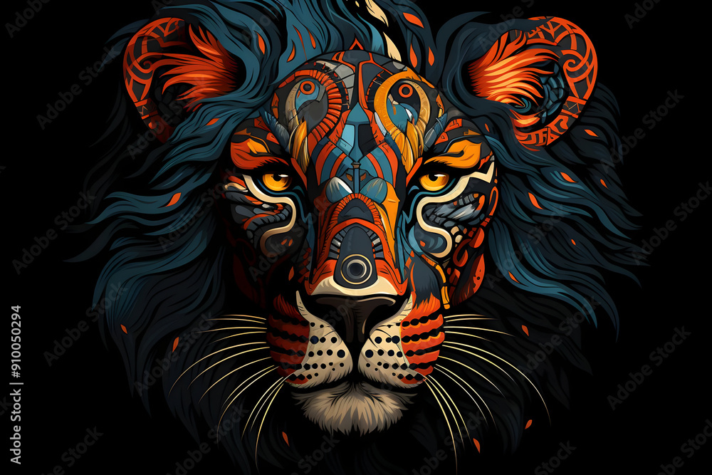 Canvas Prints Colorful Abstract Lion Illustration