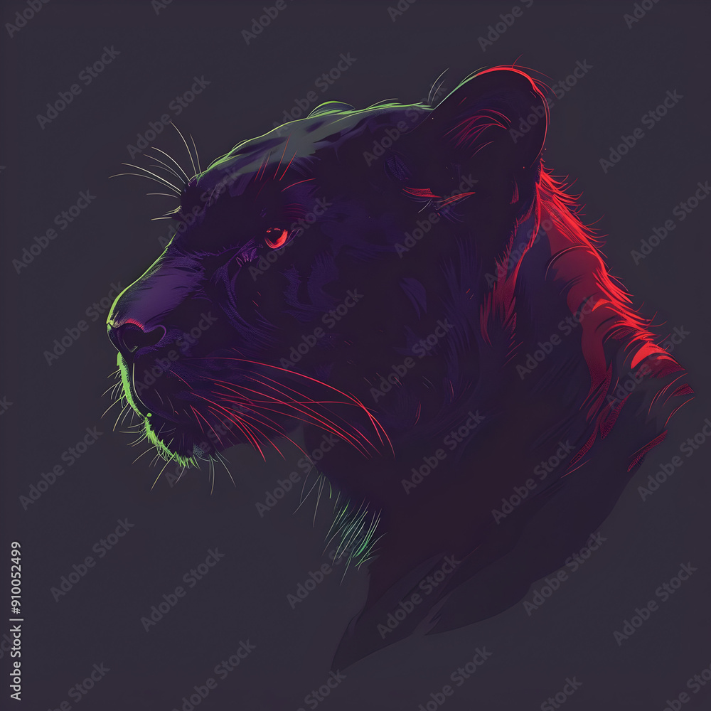 Canvas Prints Neon Panther Illustration