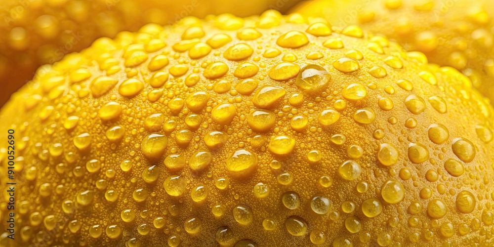 Wall mural Close-up of a vibrant, juicy lemon with water droplets on the skin , citrus, fruit, yellow, refreshing, sour, vitamin C