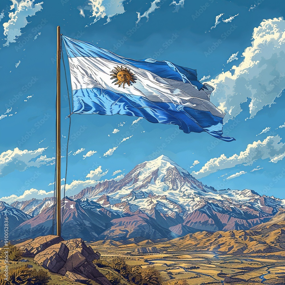 Poster this modern, minimalist design of the argentine flag features clean lines that emphasize the simplic