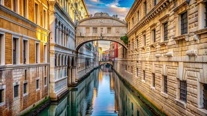 Wanddecoratie Brug der Zuchten Venice Canal with the Bridge of Sighs reflection in the water , Venice, canal, Bridge of Sighs, architecture, water  © Sujid