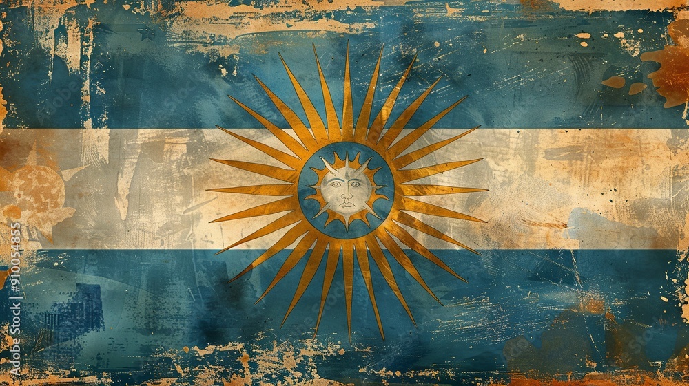 Poster this modern, minimalist design of the argentine flag features clean lines that emphasize the simplic