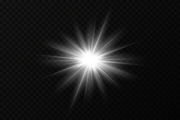 Fototapeta premium Sun flare light special lens flare light effect. Special effect flash. On a transparent background.