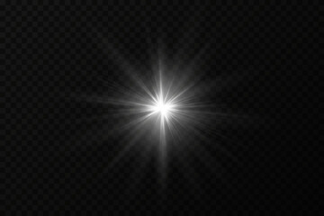 Sun flare light special lens flare light effect. Special effect flash. On a transparent background.