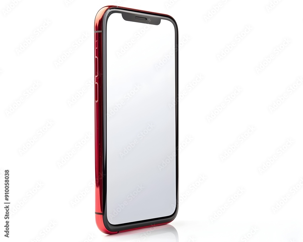 Poster modern smartphone with blank screen on white background for design mockup and presentation
