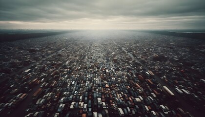 Fototapeta premium Aerial view of a huge car graveyard