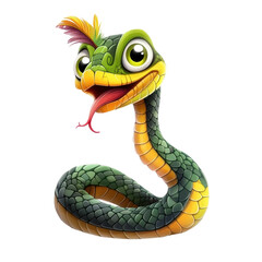Fototapeta premium A cartoon snake with a yellow and green body and a yellow head