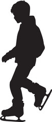 Silhouette of a boy ice skating vector icon