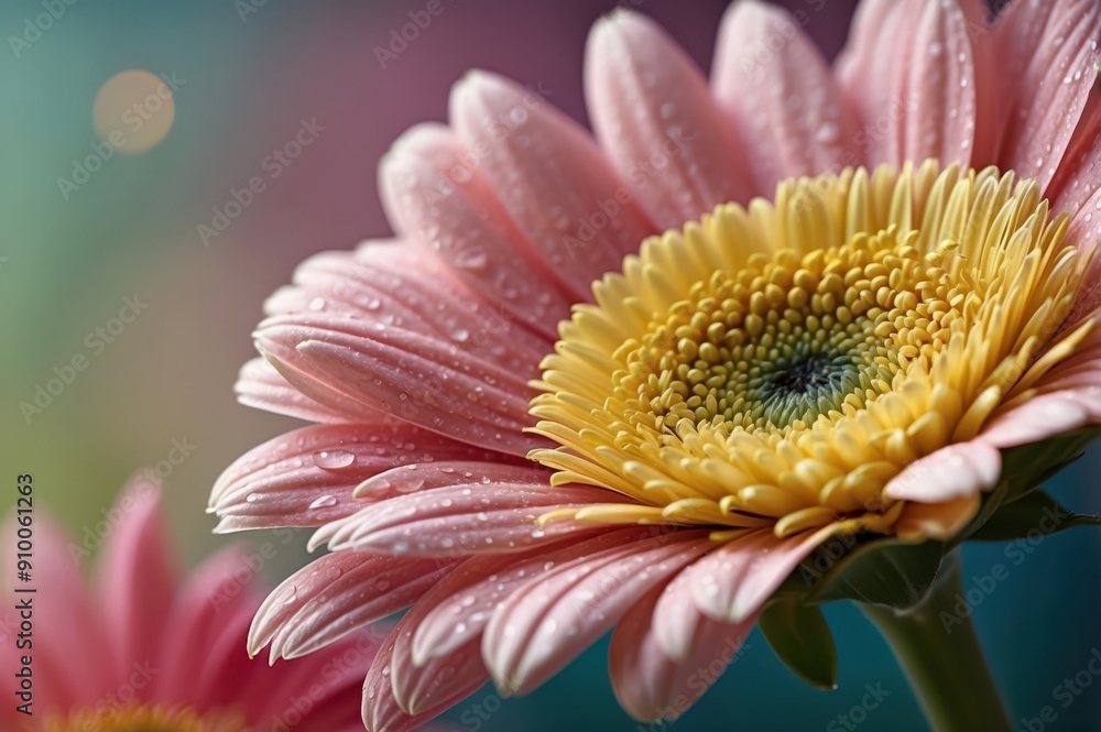 Canvas Prints closeup of pink gerbera daisy with water droplets
