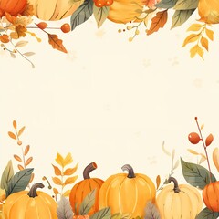 Naklejka premium thanksgiving banner with fall leaves and pumpkin