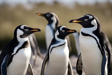 Fototapeta premium penguins penguin antarctica belly bird black brother christmas couple family floe fluffy friends ice natural nature animal ocean pair pole sea sister snow south together tummy tuxedo vertebrate white