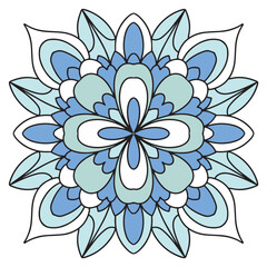 Flower mandala. Geometric floral pattern.Vintage decorative element. Round mandala pattern for henna, mehendi, tattoo, decoration. Vector 