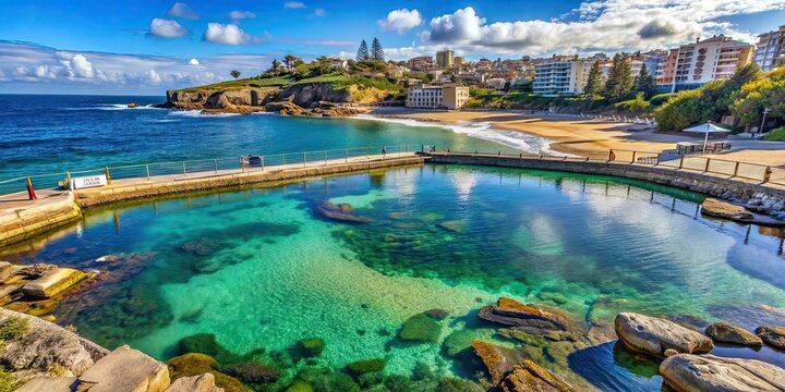 Scenic view of the rockpools at Coogee Beach, Sydney Australia , rockpools, Coogee Beach, Sydney, Australia, scenic, view