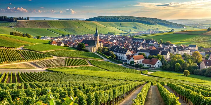 Champagne vineyards in Dizy, France overlooking Epernay , champagne, vineyard, Dizy, Epernay, Marne, France