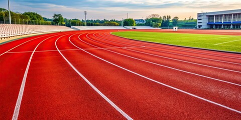 Red running racetrack on the athletic stadium, athletics, running, track, competition, field, sports, outdoor, exercise
