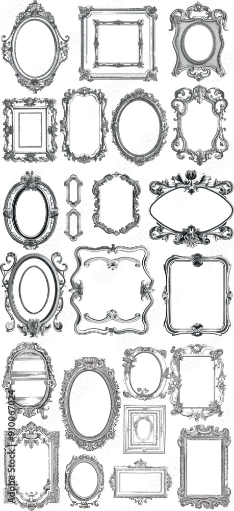 Aufkleber greeting or wedding frames with black outline. free template for text decoration. isolated modern cl