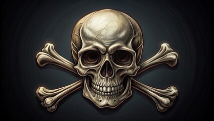 Fototapeta premium Skull and crossbones design with intricate details , danger, toxic, warning, pirate, death, symbol, art, black,bones, poison