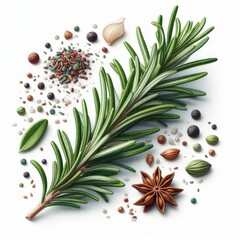 rosemary branch isolated on white or transparent 
