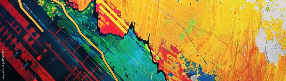 Poster vibrant abstract artwork featuring bold colors and dynamic textures, perfect for adding energy to an