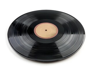 Obraz premium Classic Vinyl Record with Blank Label Isolated on White Background for Concept or Copy Space