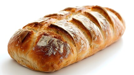 Freshly Baked Loaf of Bread on Isolated White Background Concept