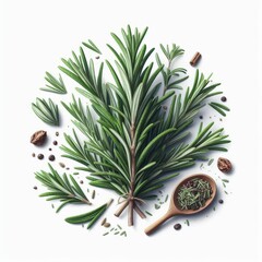 Fototapeta premium rosemary branch isolated on white or transparent 