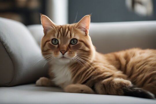 couch cat relaxing sleeping cute grey sofa felino sleep orange british short hair blue copy space relax relaxed chilling mammal horizontal animal pet silver scottish fold domestic pedigree purebred