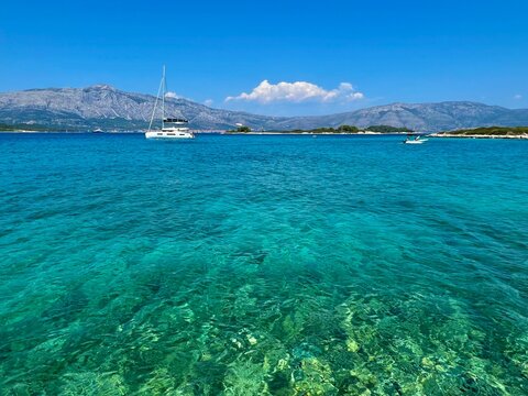 Bilin Zal beach in Lumbarda on the island of Korcula, Croatia