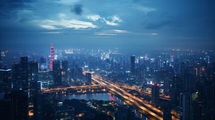 Skyline at Dusk: Stunning Views of Urban Nightscape.