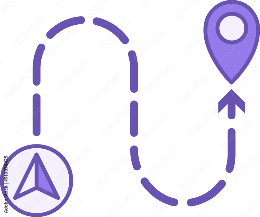 Poster colored gps icon. vector icon. shows the start and end of the road. location sign. navigation system