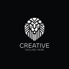 Lion head geometric vector logo design	