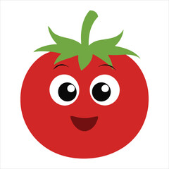 Illustration of a happy tomato vector. Funny tomato with white background