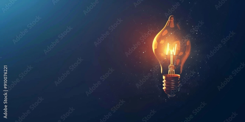 Poster concept of ooai business model with glowing blue light bulb on a cogwheel. low poly style design. ge