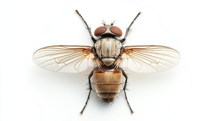 Close-up of a Fly with Spread Wings
