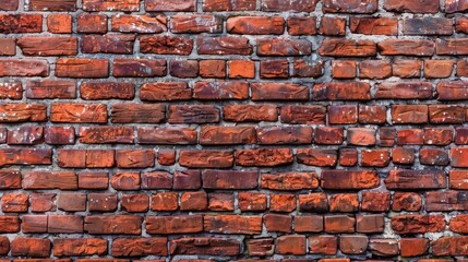 Naklejka premium Red brick wall texture background with mortar and cracks.