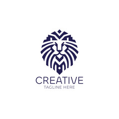 Lion head geometric vector logo design	