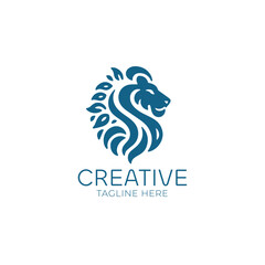 Lion head floral logo design vector icon illustration	