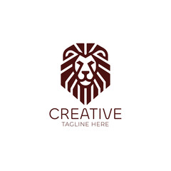 Lion head geometric vector logo design	