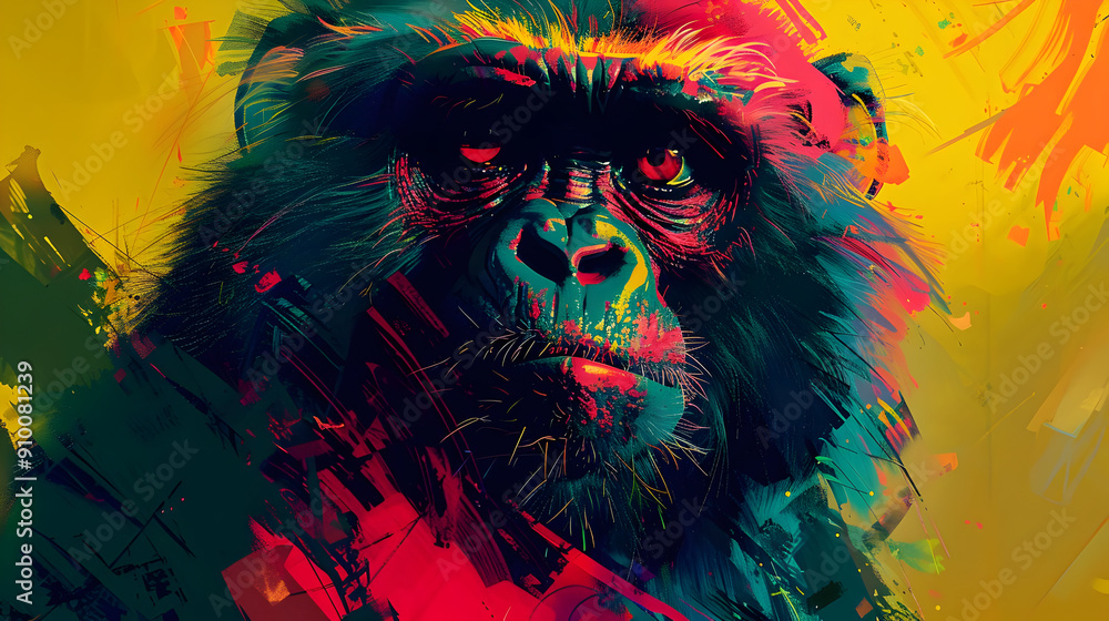 Canvas Prints Colorful Gorilla Illustration