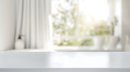 luxury white beautiful table top counter and blurr bokeh in bathroom