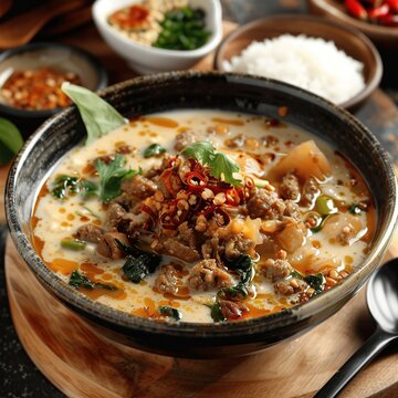Warm and Comforting Bubur Lambuk with Spices and Meat
