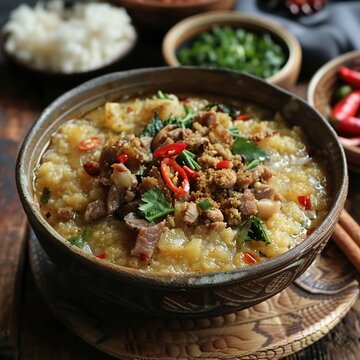 Warm and Comforting Bubur Lambuk with Spices and Meat