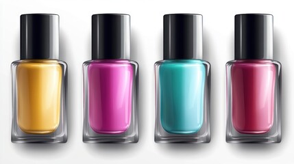 Obraz premium Four Colorful Nail Polish Bottles