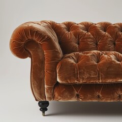 Obraz premium Stylish velvet couch with a tufted design, perfect for adding elegance to any living space.