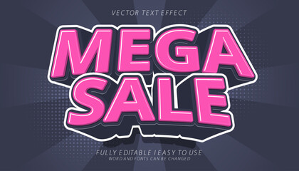 3d editable mega sale text effect graphic style template