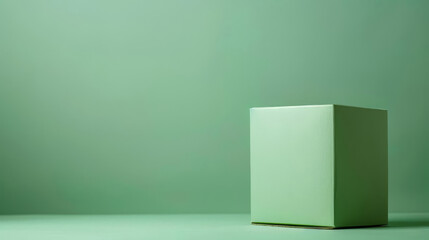 Open green box on green background with copy space.